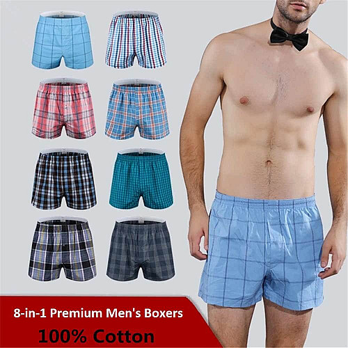 8-in-1 Men's Premium Cotton Boxers at discounted price - underwear