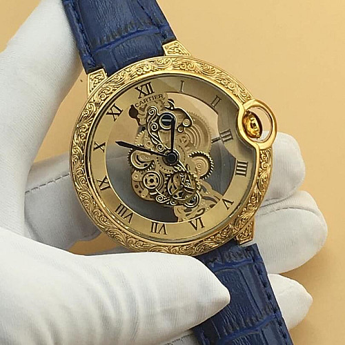 Cartier Zalu Blue Leather Gold Crest Watch Ct121