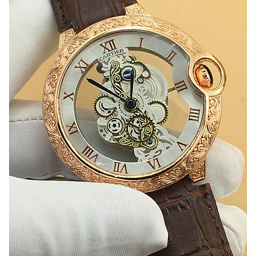 Cartier Zalu Brown Leather Gold Crest Watch Ct138