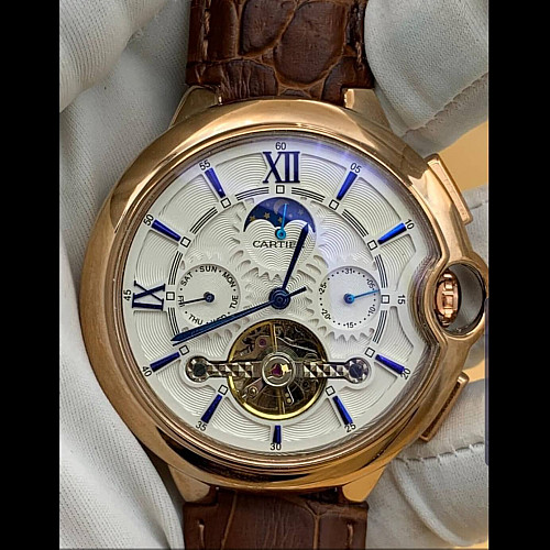 Catier Mechanical Watch Gold Brown Leather Ct062