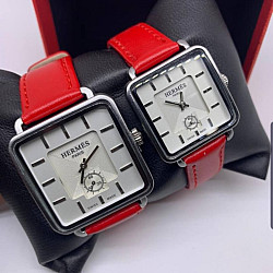 Hermes Couples Leather Watch Red Hm088