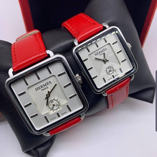 Hermes Couples Leather Watch Red Hm088 Hermes Couples Leather Watch Red Hm088