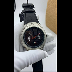 Nepic Casual Men Leather Watch Silver Black Np088