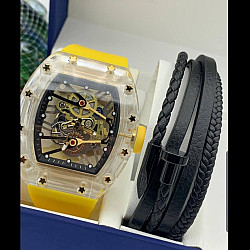 Richard Mille Transparent Casual Mens Watch Yellow Rm061