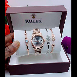 Rolex-Set-Casual-Watch-Brown-Silver