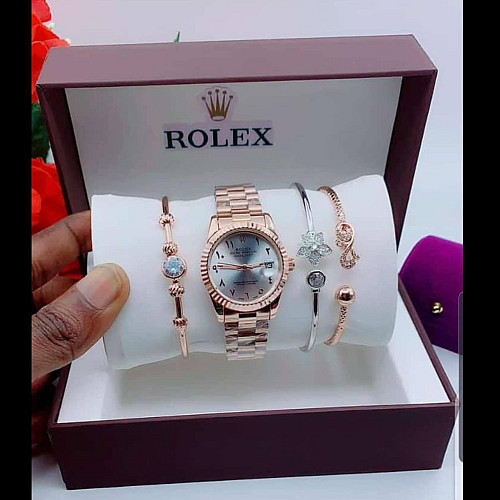 Rolex-Set-Casual-Watch-Brown-Silver