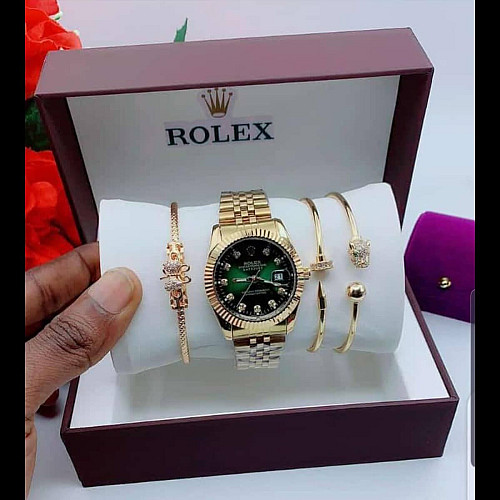 Rolex-Set-Casual-Watch-Gold-Green Rolex-Set-Casual-Watch-Gold-Green