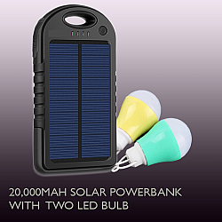 20,000mAH Solar Power-bank + 2pcs Usb Led Bulb