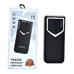 YESON 12000mAh LED Flashlight Digital Display Dual Port Power Bank