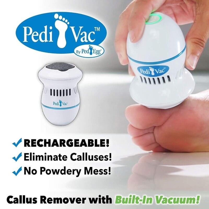 Pedi Vac by PedEgg Foot File and Callus Remover with Built-In Vacuum:  Rechargeable Motorized Electric Callus Remo…