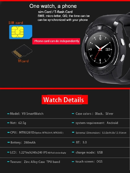 smartwatch v8 waterproof